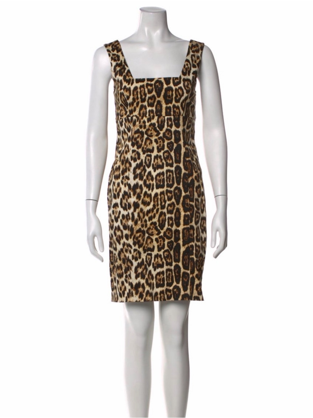 Alice + Olivia Leopard Print Square Neck Mini Dress - Brown/Tan